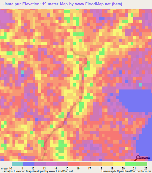 Jamalpur,Bangladesh Elevation Map