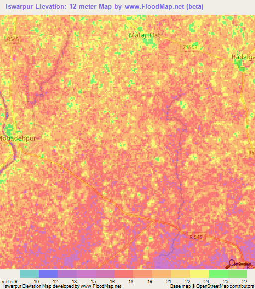 Iswarpur,Bangladesh Elevation Map