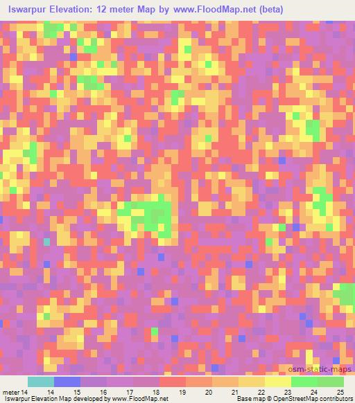 Iswarpur,Bangladesh Elevation Map