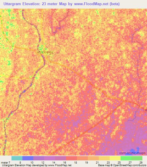 Uttargram,Bangladesh Elevation Map