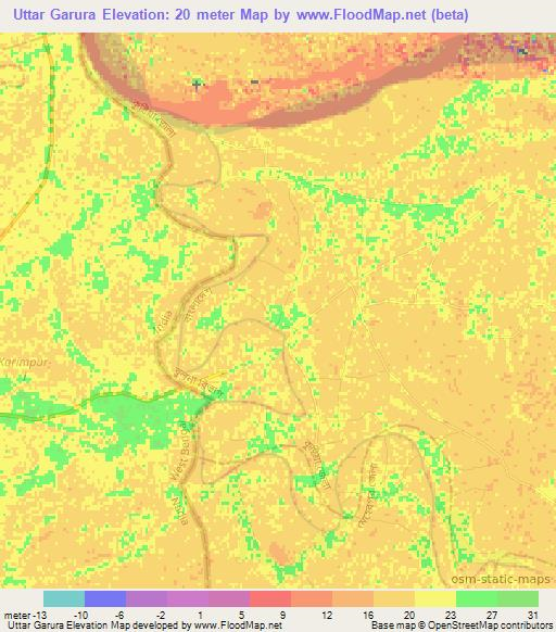 Uttar Garura,Bangladesh Elevation Map