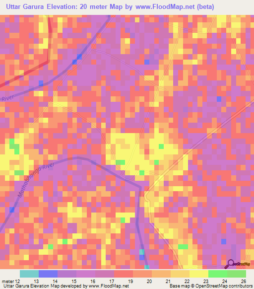 Uttar Garura,Bangladesh Elevation Map