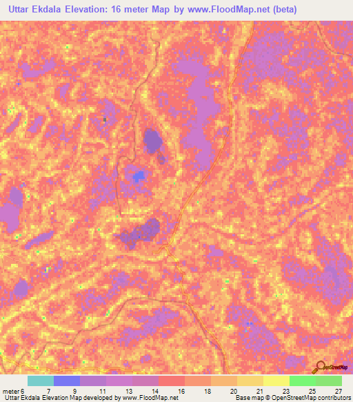 Uttar Ekdala,Bangladesh Elevation Map