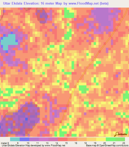 Uttar Ekdala,Bangladesh Elevation Map