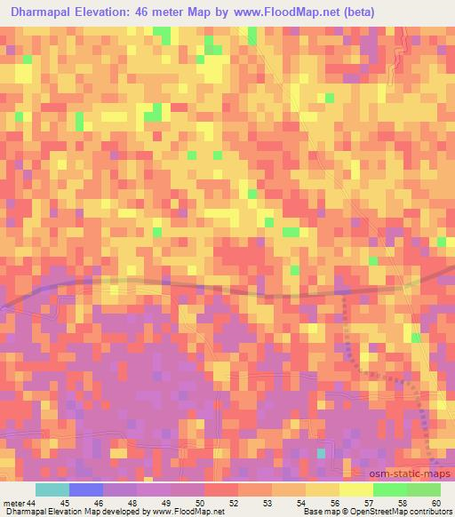 Dharmapal,Bangladesh Elevation Map