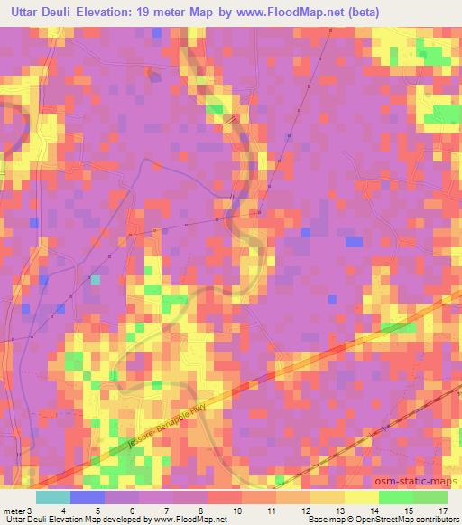 Uttar Deuli,Bangladesh Elevation Map