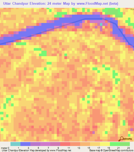 Uttar Chandpur,Bangladesh Elevation Map