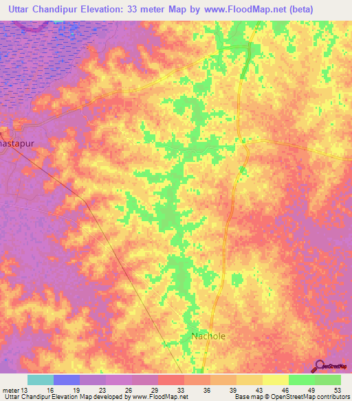 Uttar Chandipur,Bangladesh Elevation Map