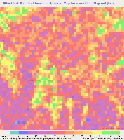 Uttar Chak Majhdia,Bangladesh Elevation Map