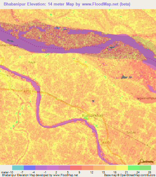 Bhabanipur,Bangladesh Elevation Map