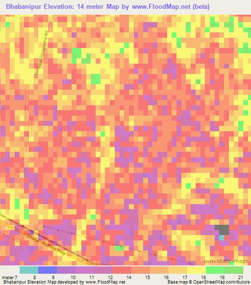 Bhabanipur,Bangladesh Elevation Map