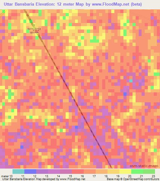 Uttar Bansbaria,Bangladesh Elevation Map