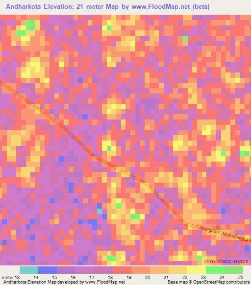 Andharkota,Bangladesh Elevation Map