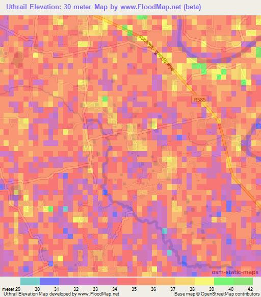 Uthrail,Bangladesh Elevation Map