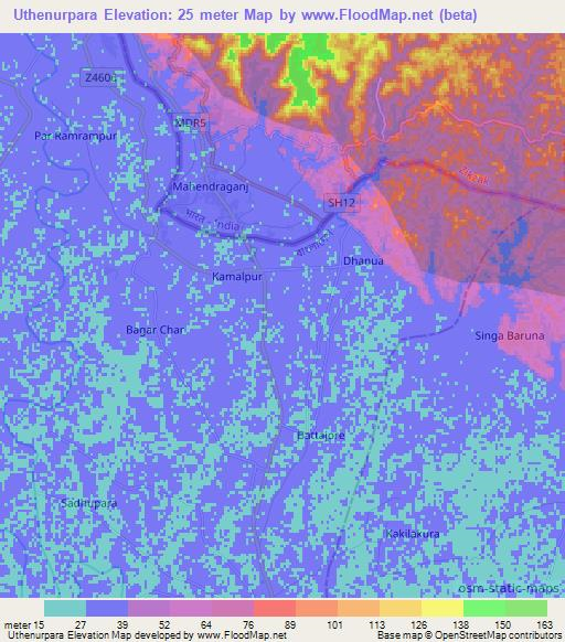 Uthenurpara,Bangladesh Elevation Map