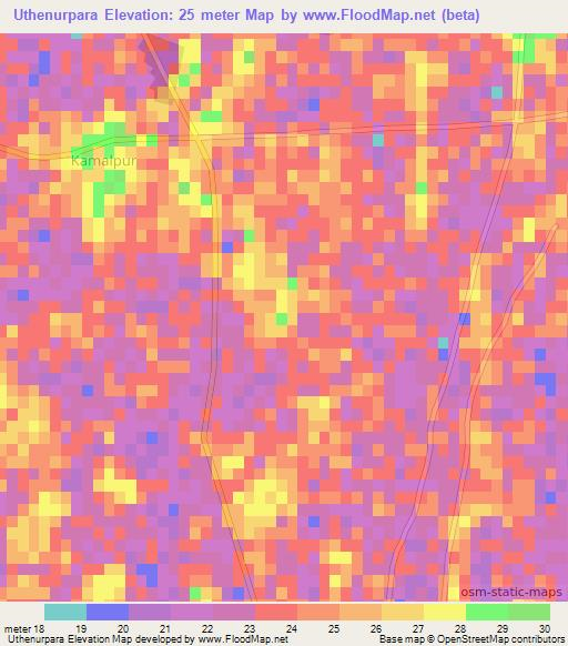 Uthenurpara,Bangladesh Elevation Map