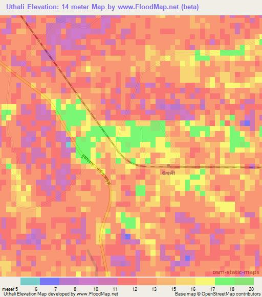 Uthali,Bangladesh Elevation Map