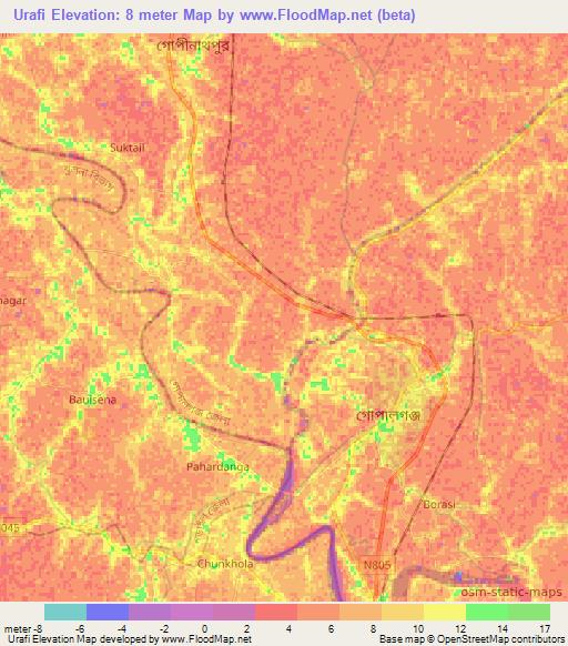 Urafi,Bangladesh Elevation Map