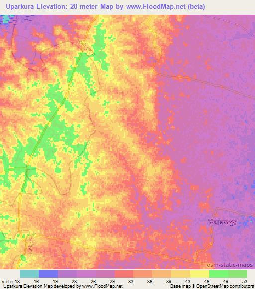 Uparkura,Bangladesh Elevation Map