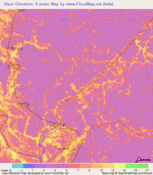 Ulpur,Bangladesh Elevation Map