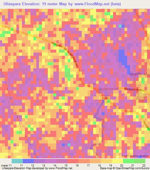 Ullaspara,Bangladesh Elevation Map