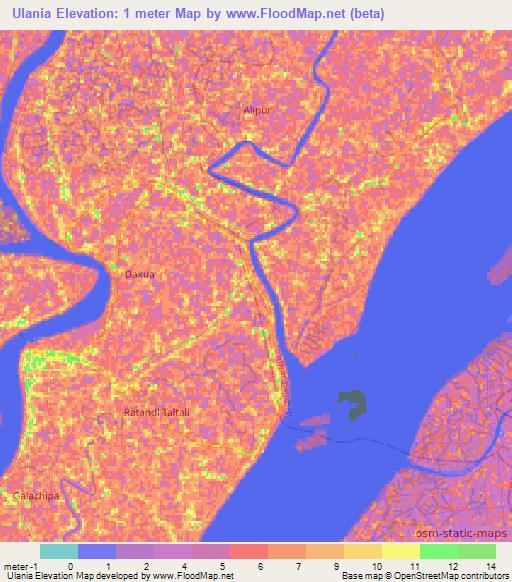 Ulania,Bangladesh Elevation Map