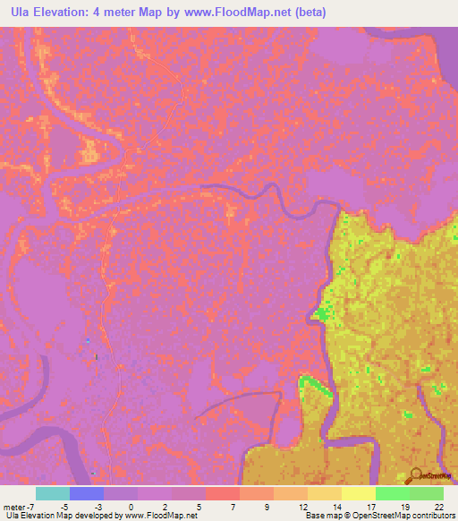 Ula,Bangladesh Elevation Map