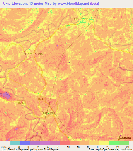 Ukto,Bangladesh Elevation Map