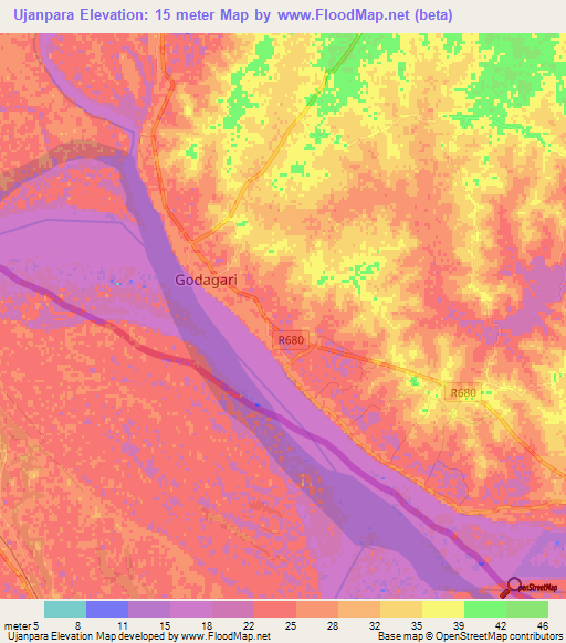 Ujanpara,Bangladesh Elevation Map