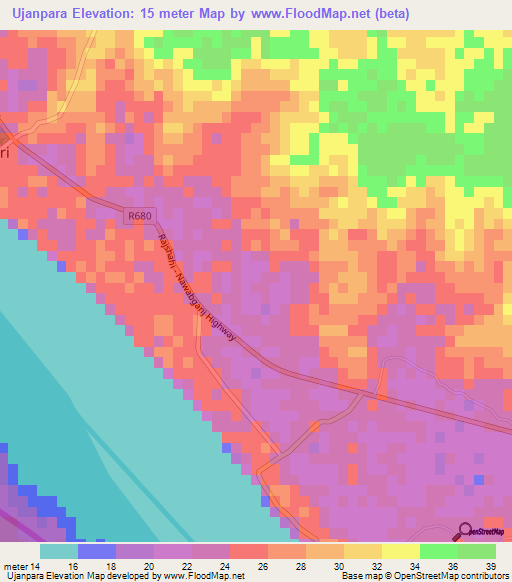 Ujanpara,Bangladesh Elevation Map