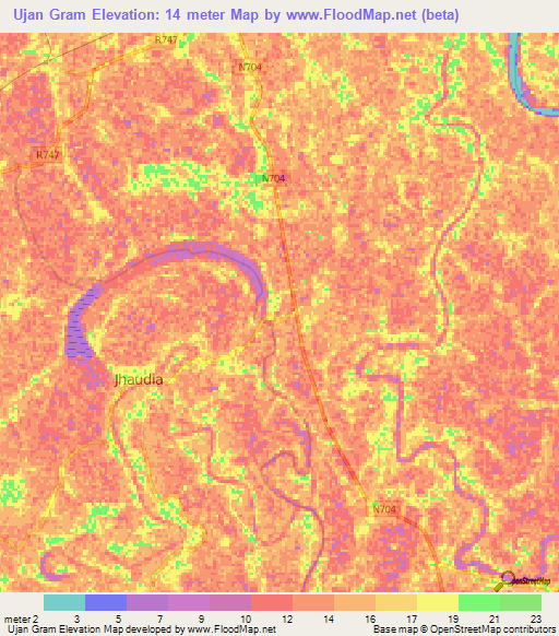 Ujan Gram,Bangladesh Elevation Map