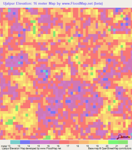 Ujalpur,Bangladesh Elevation Map