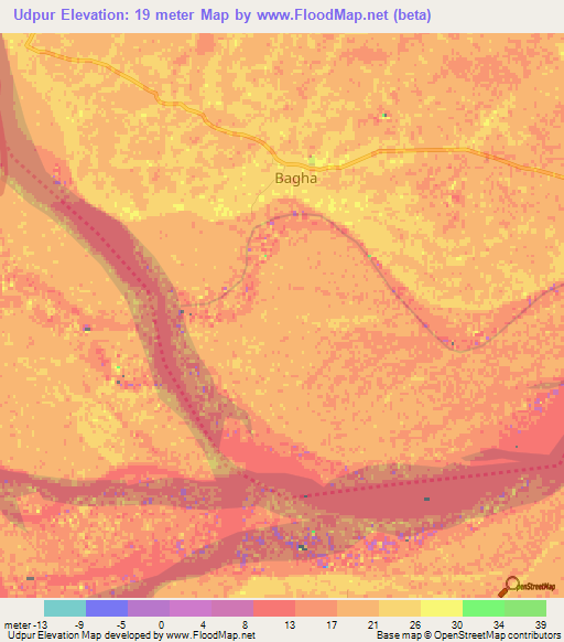 Udpur,Bangladesh Elevation Map