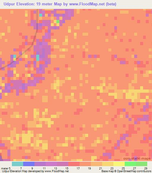 Udpur,Bangladesh Elevation Map