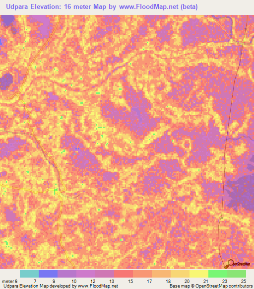 Udpara,Bangladesh Elevation Map