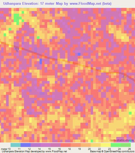 Udhanpara,Bangladesh Elevation Map