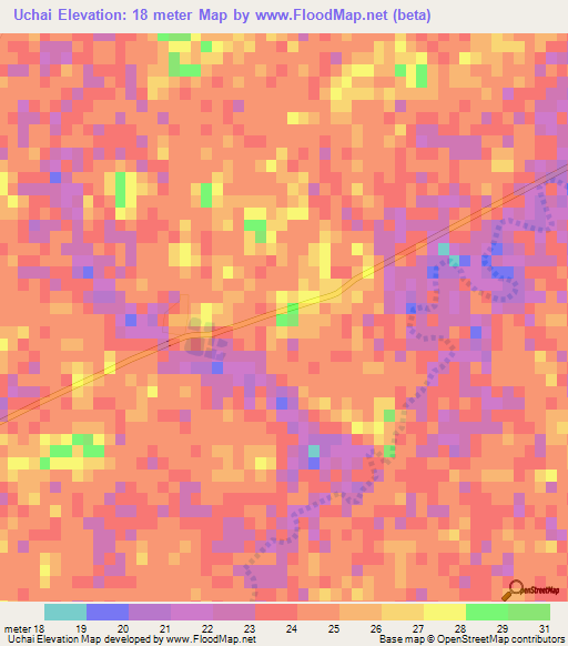 Uchai,Bangladesh Elevation Map