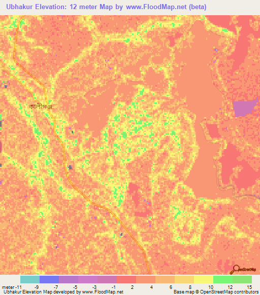 Ubhakur,Bangladesh Elevation Map