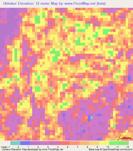 Ubhakur,Bangladesh Elevation Map