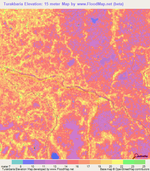 Turakbaria,Bangladesh Elevation Map