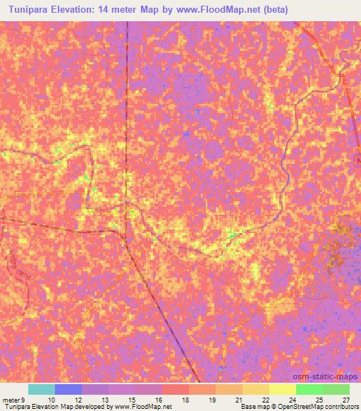 Tunipara,Bangladesh Elevation Map