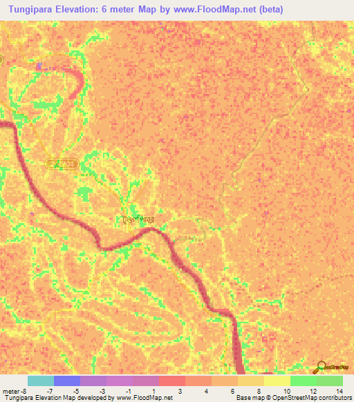 Tungipara,Bangladesh Elevation Map