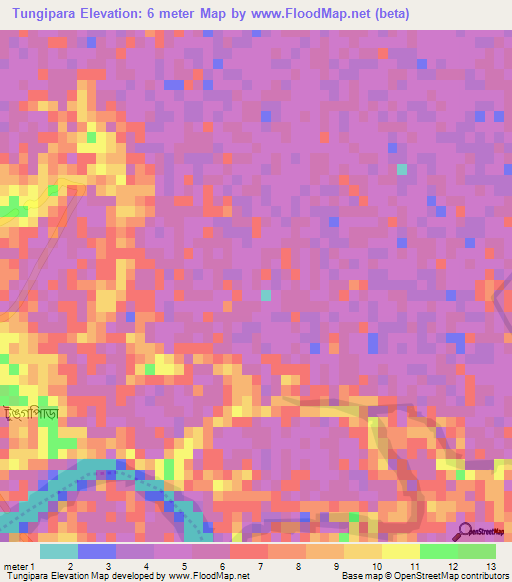 Tungipara,Bangladesh Elevation Map