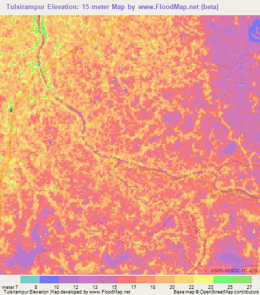 Tulsirampur,Bangladesh Elevation Map