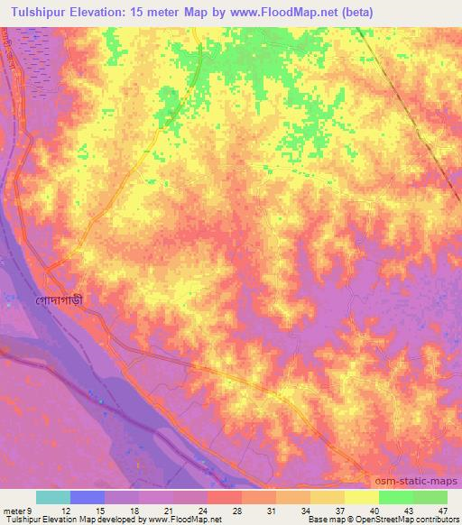 Tulshipur,Bangladesh Elevation Map