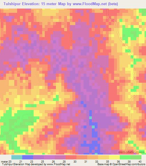 Tulshipur,Bangladesh Elevation Map