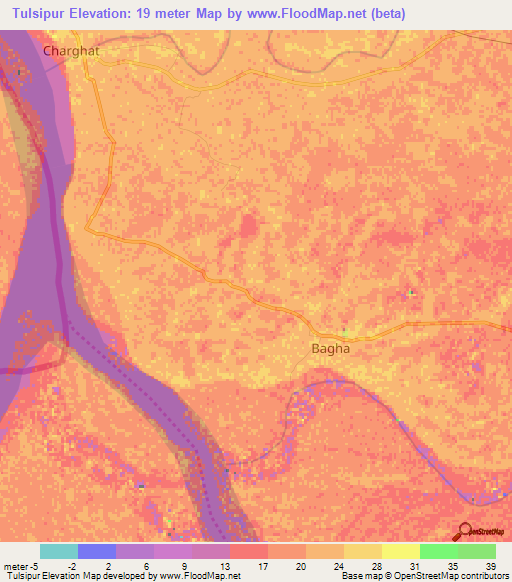 Tulsipur,Bangladesh Elevation Map