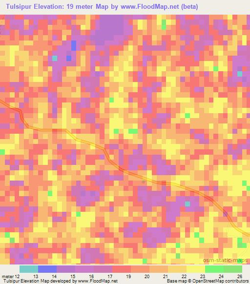 Tulsipur,Bangladesh Elevation Map