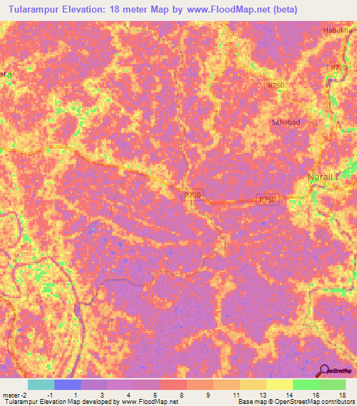 Tularampur,Bangladesh Elevation Map