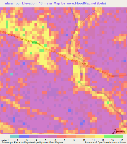 Tularampur,Bangladesh Elevation Map